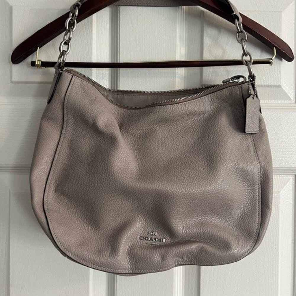 Coach, grey hobo, pebble, leather shoulder bag, Harley with silver trim - Picture 3 of 13